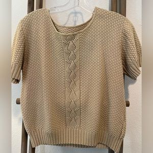 Vintage Custom Cable Knit Cream/beige Crop Sweater
